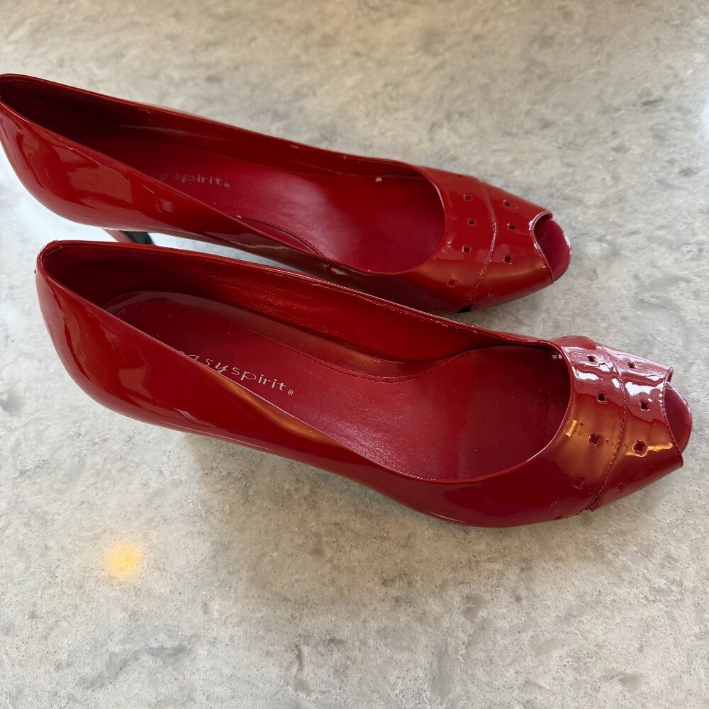 Easy Spirit Open Toe Red Dress Pumps